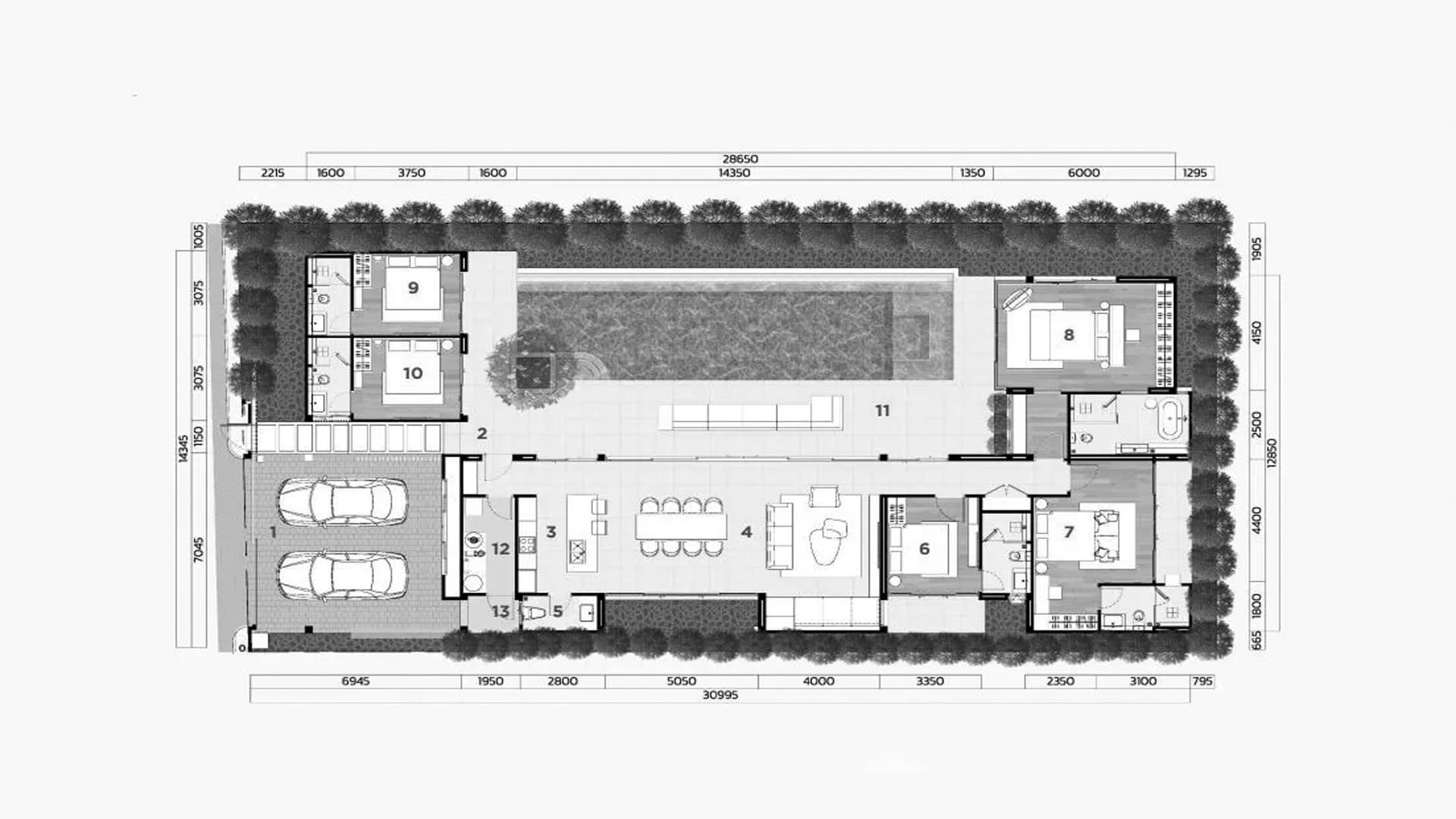 Планировка виллы 5 спален в ЖК The Shann Villas Phuket № 11005