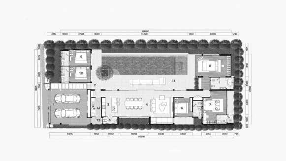 Villa floor plan, 5 bedrooms in The Shann Villas Phuket No. 11005 (2D)