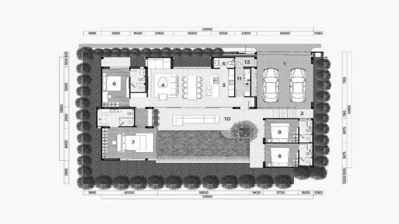 Villa floor plan, 4 bedrooms in The Shann Villas Phuket No. 11007 (2D)